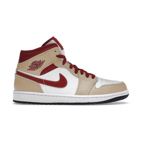 Jordan 1 Mid Light Curry Cardinal