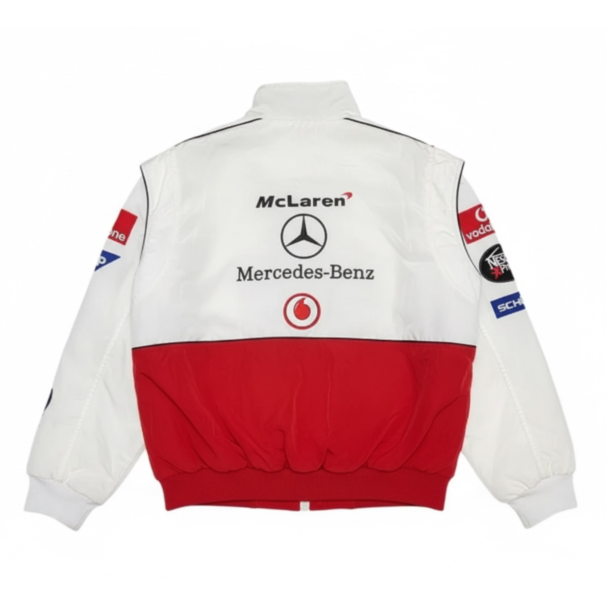 \"Mercedes-Benz'' STADIUMJACKET スタジャン Vintage Team Mercedes Benz Jacket Racing Auto Silver Formula