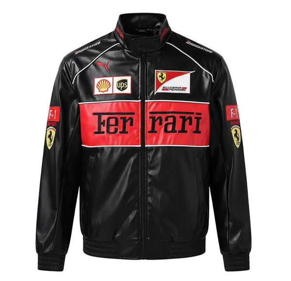 Ferrari F1 Racing Leather Black red Jacket