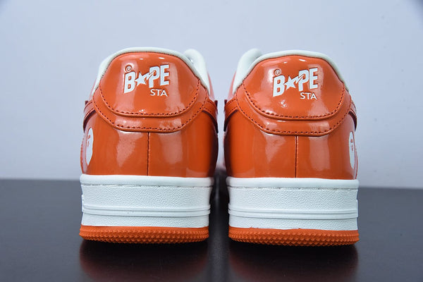 A Bathing Ape Bape Sta Patent Leather Orange White