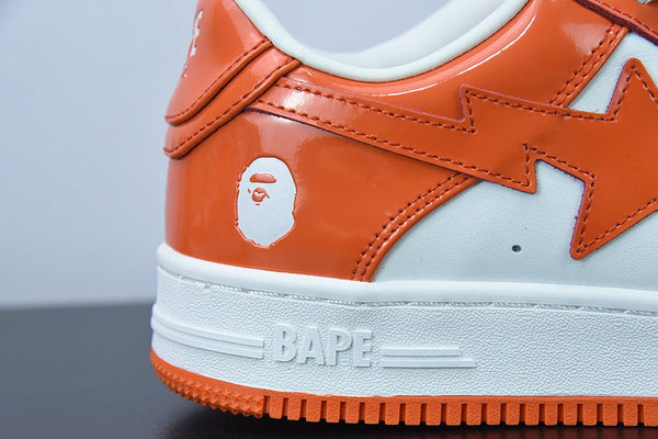 A Bathing Ape Bape Sta Patent Leather Orange White