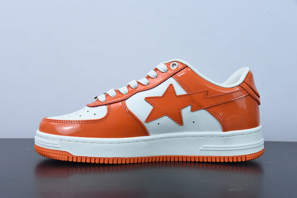 A Bathing Ape Bape Sta Patent Leather Orange White