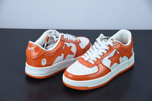 A Bathing Ape Bape Sta Patent Leather Orange White