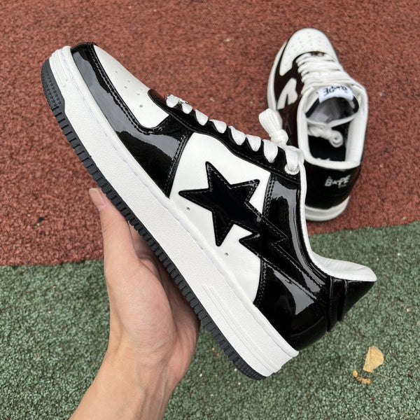 A Bathing Ape Bape Sta Patent Leather Black White