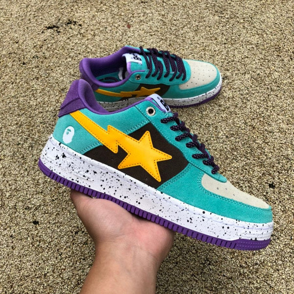 A Bathing Ape Bape Sta Teal Brown Yellow Suede