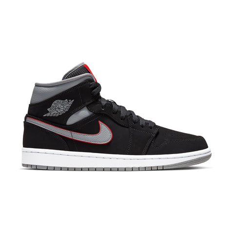 AJ1 MID BLACK PARTICLE GREY GYM RED