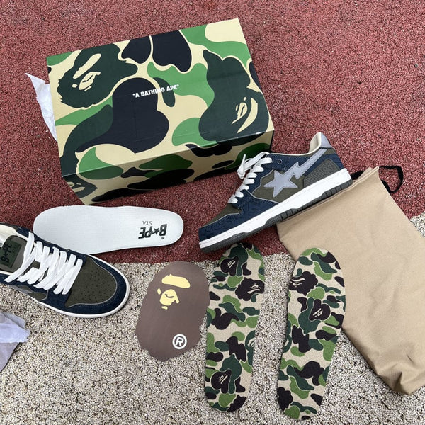 A Bathing Ape Bape SK8 Sta Army Green Dark Blue