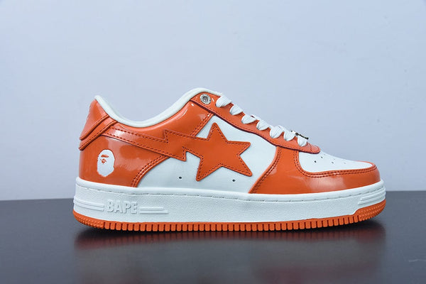 A Bathing Ape Bape Sta Patent Leather Orange White