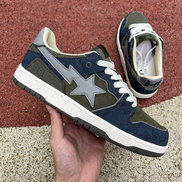 A Bathing Ape Bape SK8 Sta Army Green Dark Blue